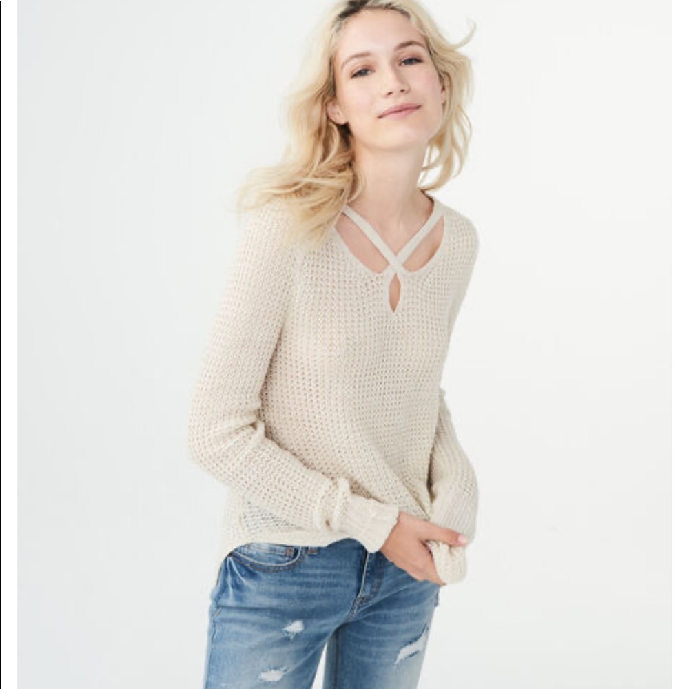 tan sparkle sweater. worn once